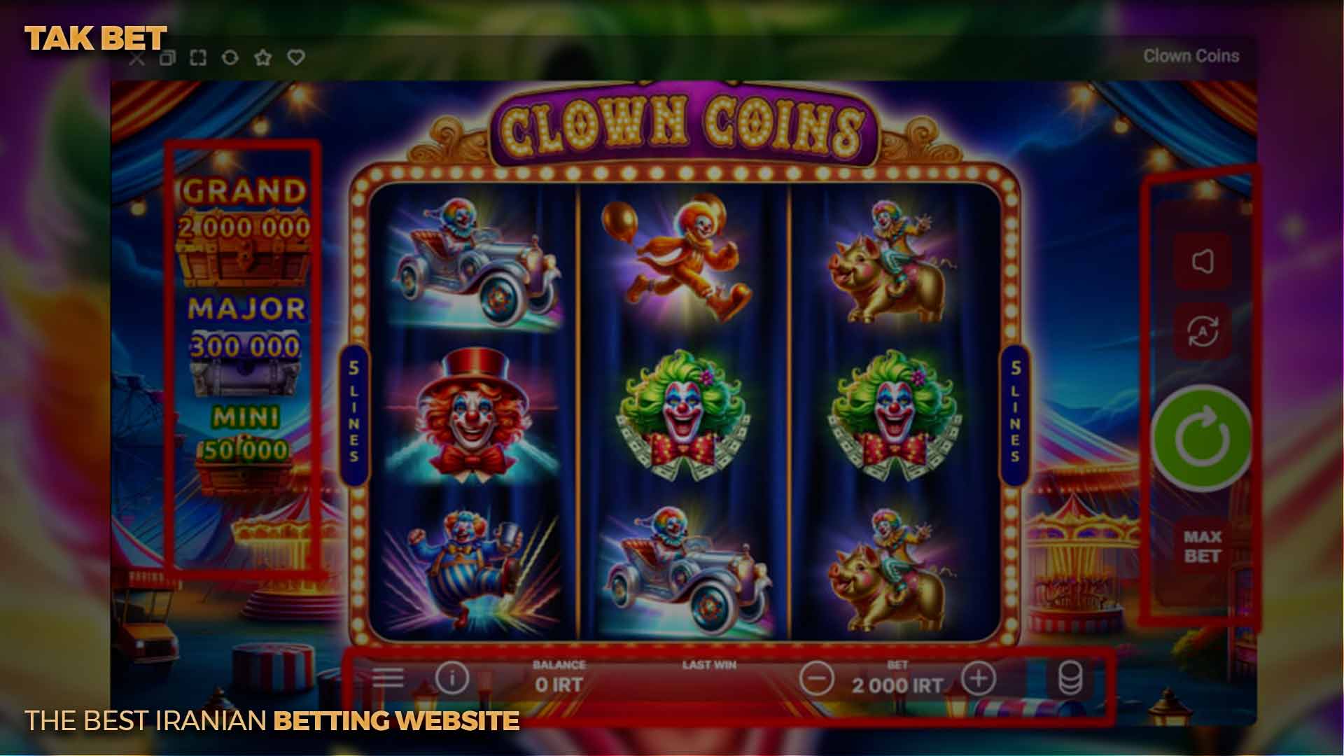 دکمه های بازی Clown Coins تک بت